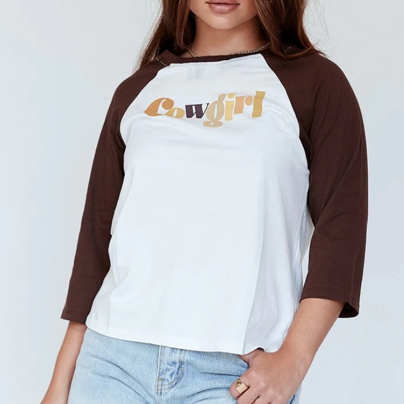 NEW MOTEL COWGIRL NEXO TEE WHITE/BROWN SIZE:XL - Picture 2 of 6